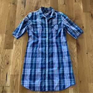Le Tigre Classic Plaid Button-Down Shirt Dress – Size L